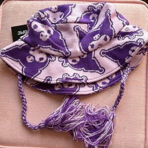 Sanrio Kuromi bucket knit hat with tassels